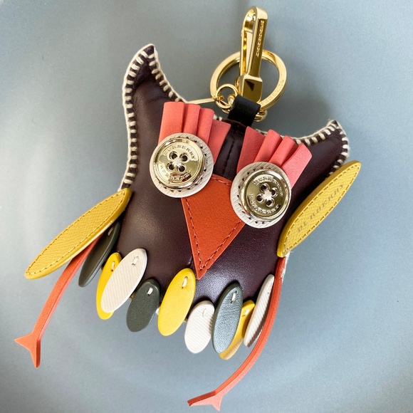 NWOT Burberry Patchwork Leather Owl Key Charm - Picture 2 of 6